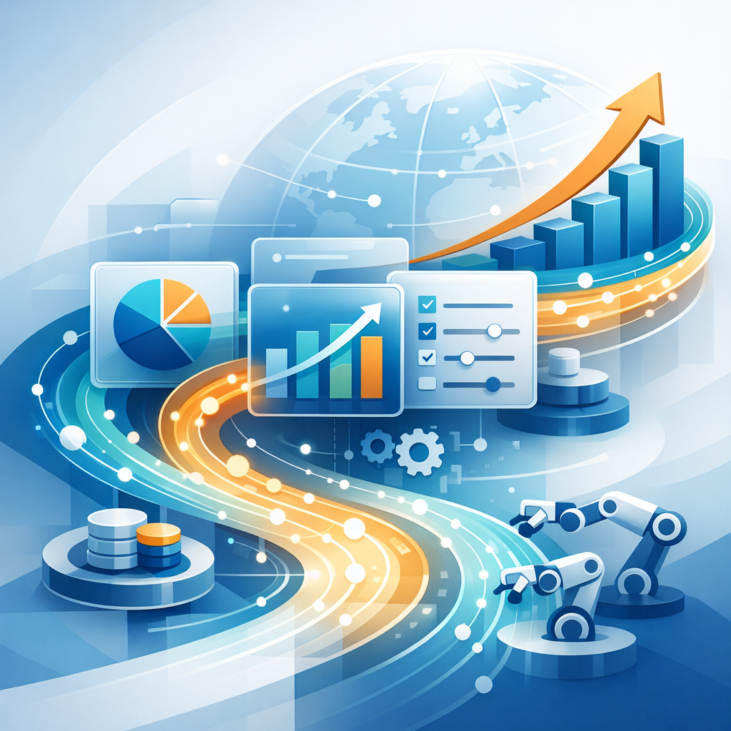 Professionals collaborating on digital flowcharts and software interfaces representing custom business application development transforming workflow and growth